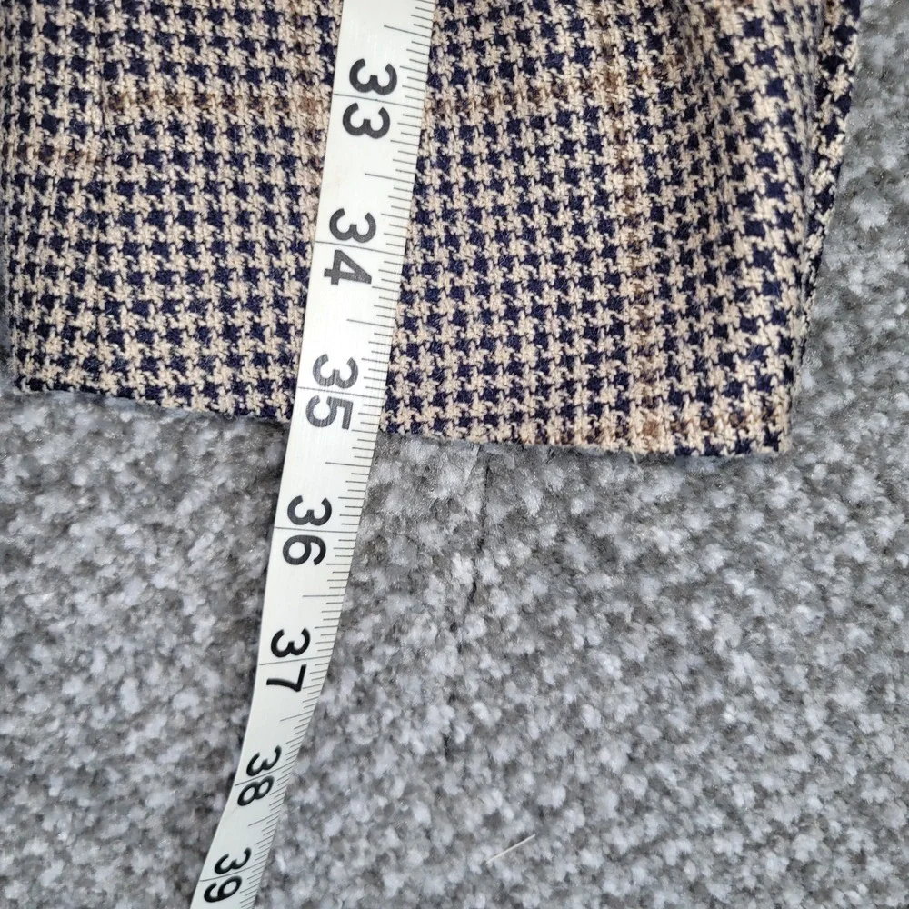 Hart Schaffner Marx Mens 42R Blazer Houndstooth Plaid Sport Coat Tan Blue Brown